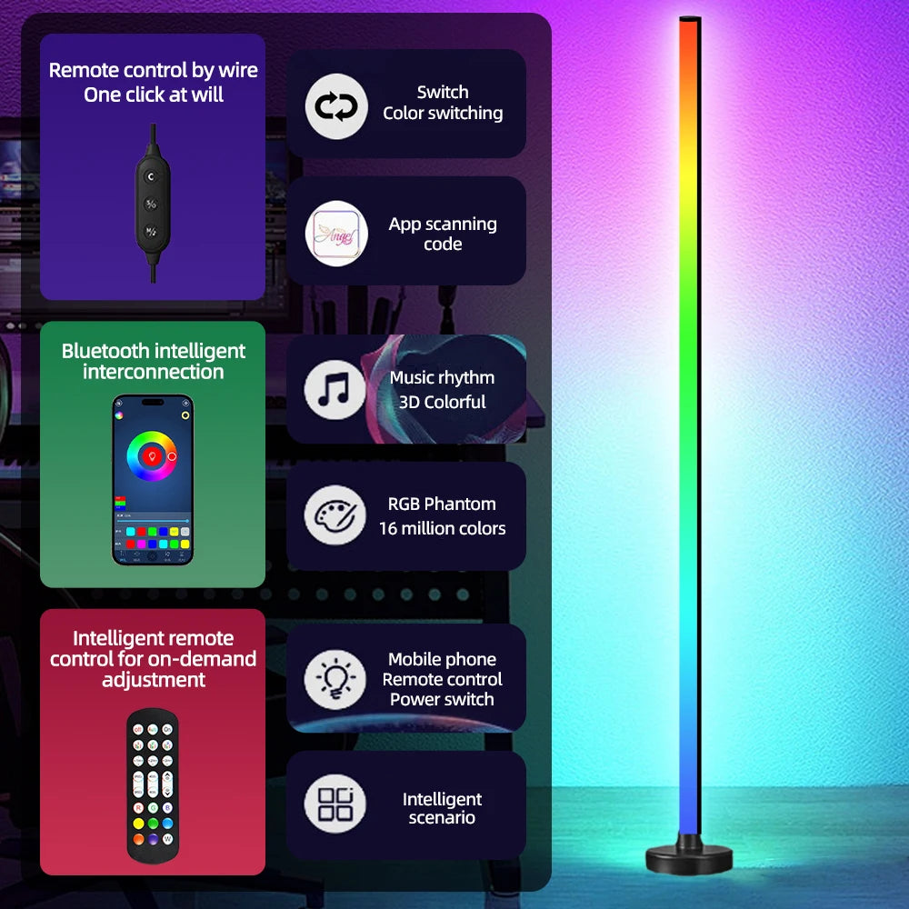 Smart RGB LED Floor Lamp Remote APP Control